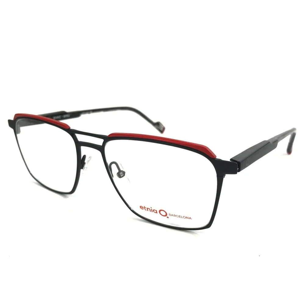 Etnia Barcelona Eyeglasses Frames ENRIC BKRD Black Red Square Full Rim 57-18-148